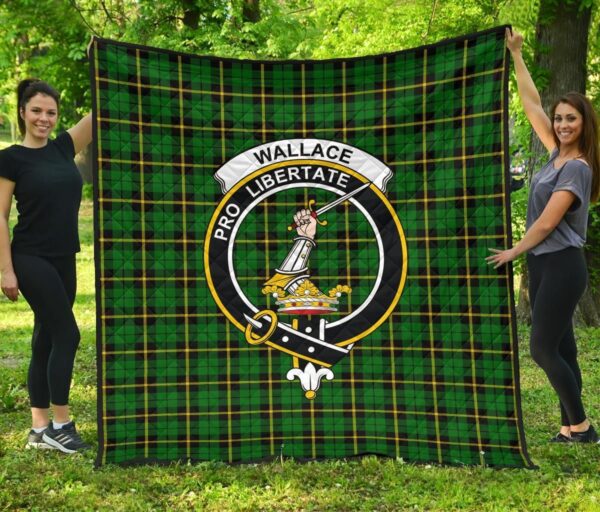 Tartanclans Premium Quilt, Wallace Hunting, Green Tartan Quilt