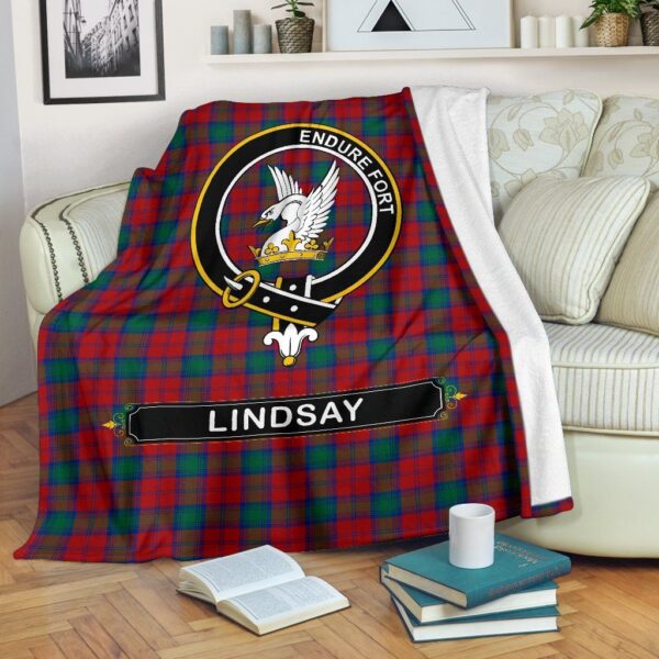 Lindsay Modern Crest Tartan Blanket, 3 Sizes - Image 2