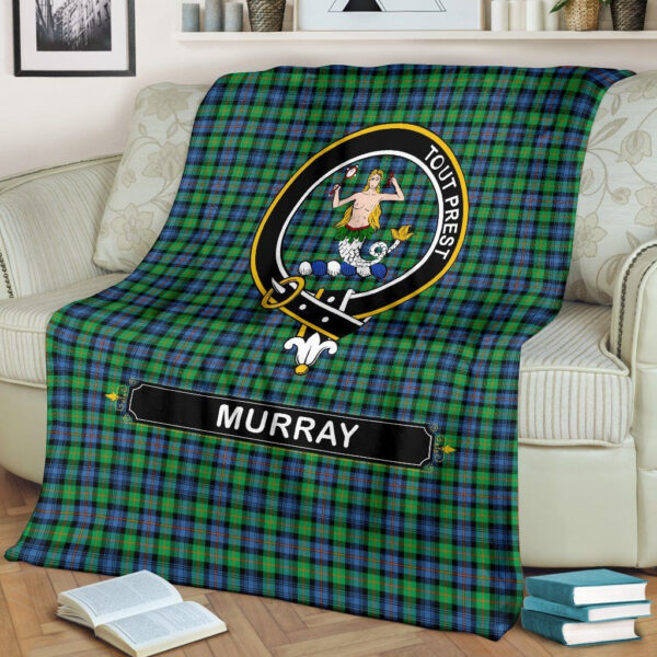 Murray (of Dysart) Crest Tartan Blanket, 3 Sizes - Image 3