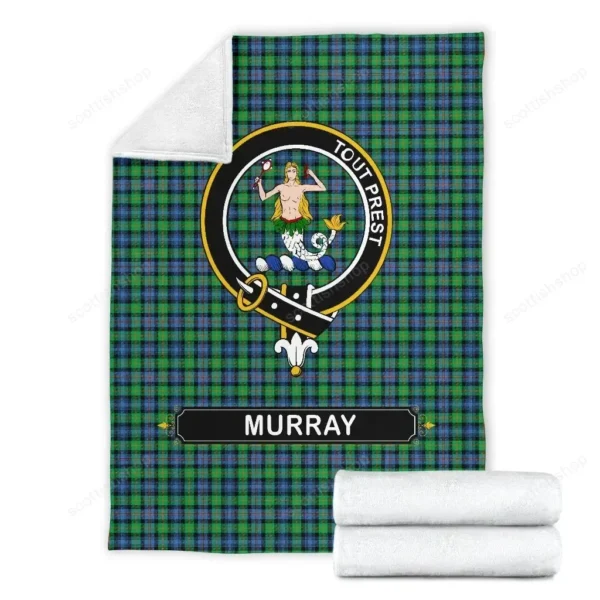 Murray (of Dysart) Crest Tartan Blanket, 3 Sizes