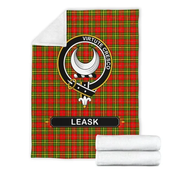 Leask Crest Tartan Blanket, 3 Sizes