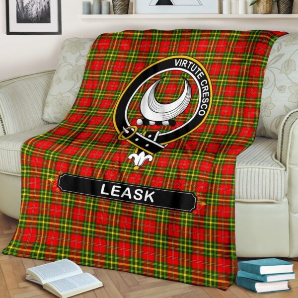 Leask Crest Tartan Blanket, 3 Sizes - Image 3