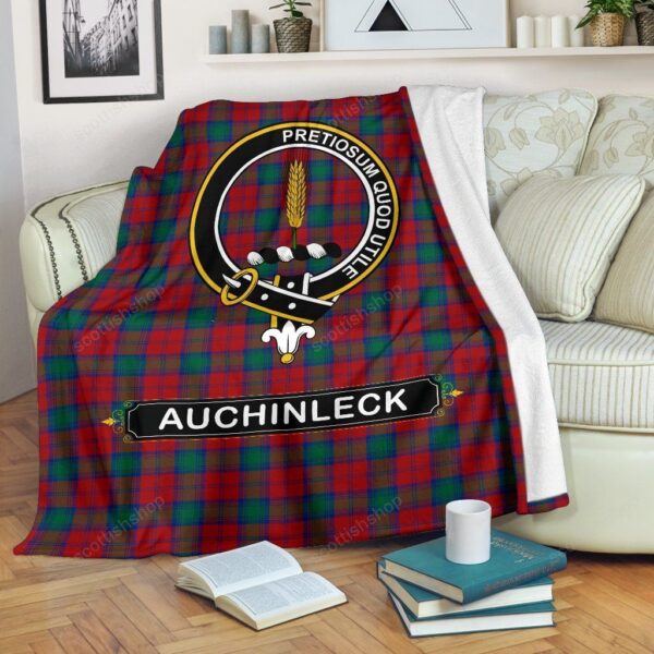 Auchinleck or Affleck Crest Tartan Blanket, 3 Sizes - Image 2