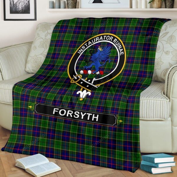 Forsyth Crest Tartan Blanket, 3 Sizes - Image 3