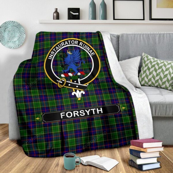 Forsyth Crest Tartan Blanket, 3 Sizes - Image 4