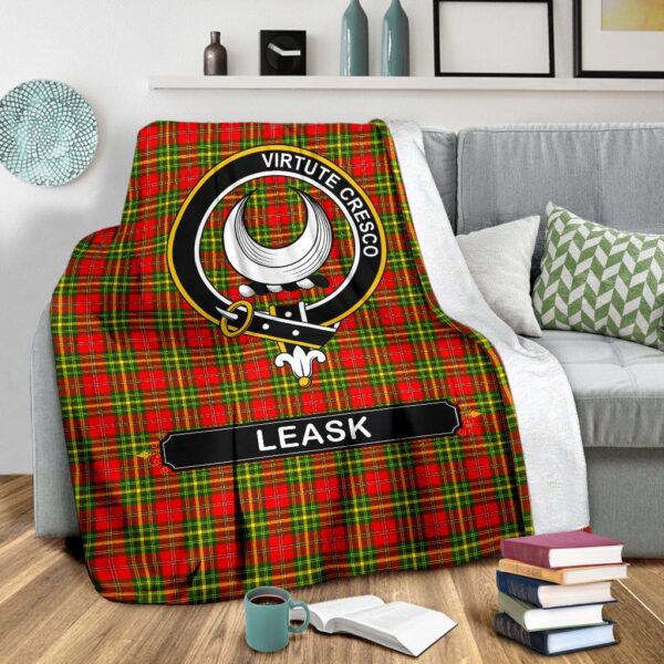 Leask Crest Tartan Blanket, 3 Sizes - Image 4