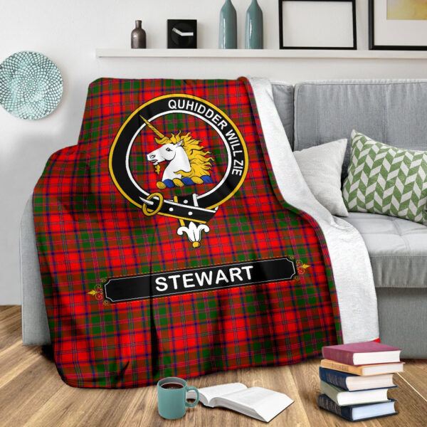 Stewart (of Appin) Crest Tartan Blanket, 3 Sizes - Image 4