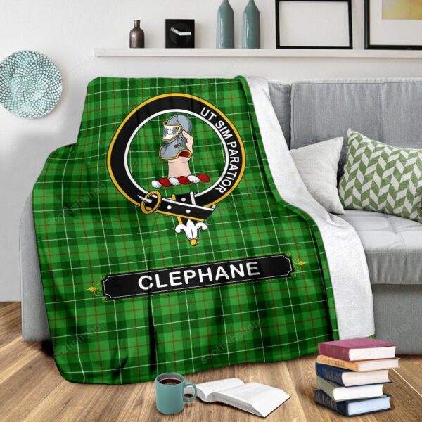 Clephane (or Clephan) Crest Tartan Blanket, 3 Sizes - Image 4