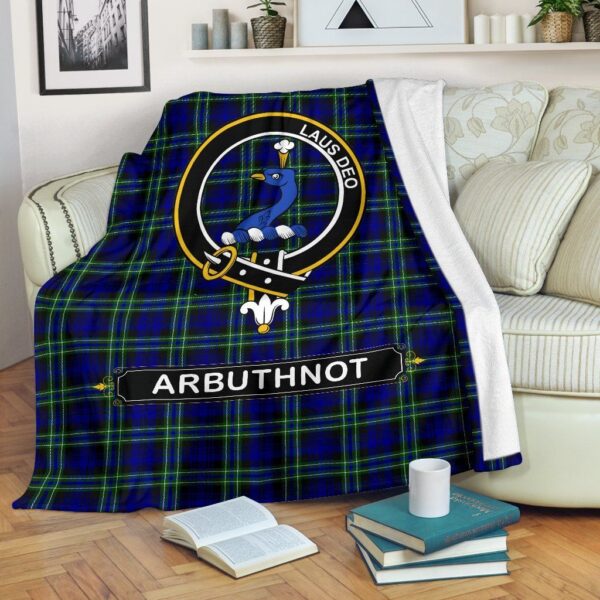 Arbuthnot Modern Crest Tartan Blanket, 3 Sizes - Image 2