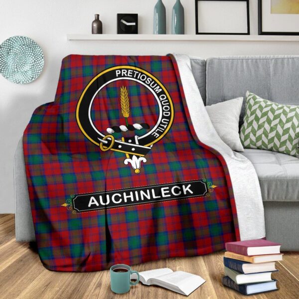 Auchinleck or Affleck Crest Tartan Blanket, 3 Sizes - Image 4