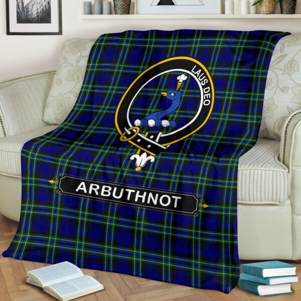 Arbuthnot Modern Crest Tartan Blanket, 3 Sizes - Image 3