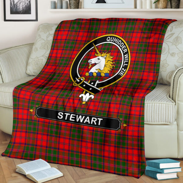 Stewart (of Appin) Crest Tartan Blanket, 3 Sizes - Image 3