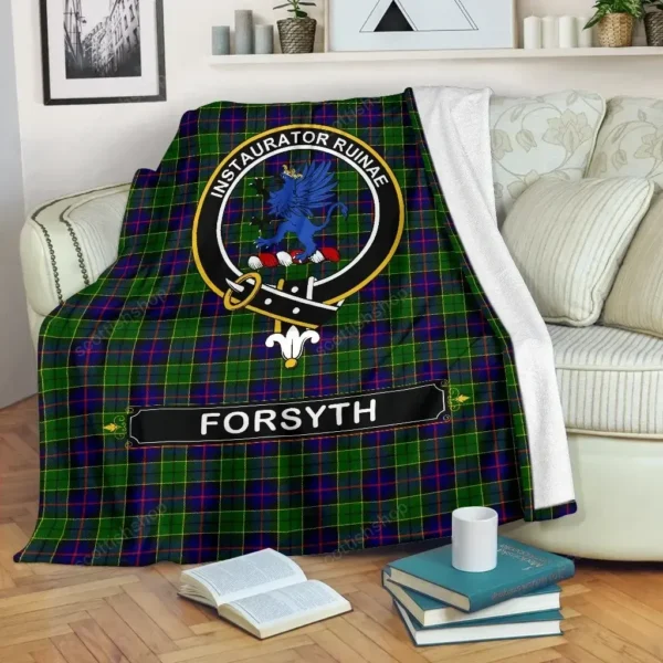 Forsyth Crest Tartan Blanket, 3 Sizes - Image 2