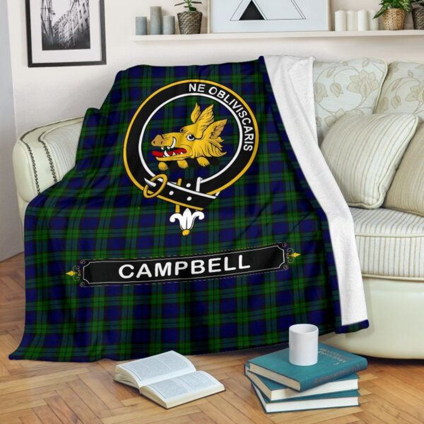 Campbell Crest Tartan Blanket, 3 Sizes - Image 2