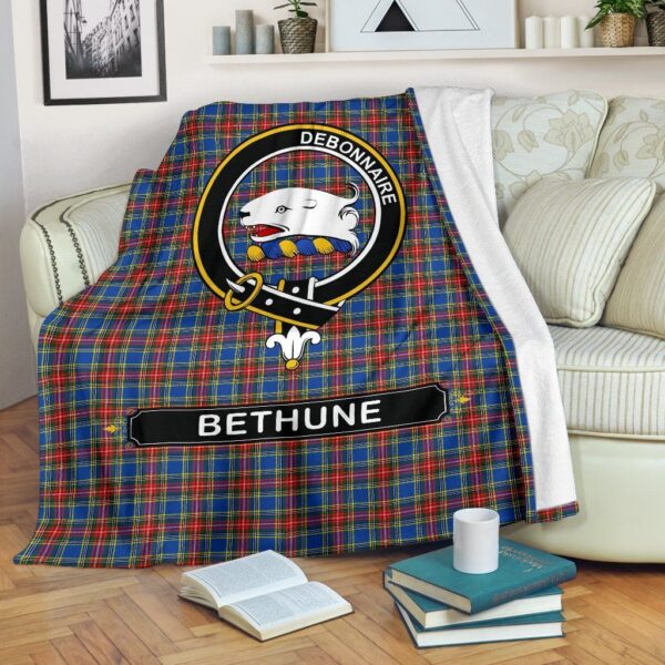 Bethune Crest Tartan Blanket, 3 Sizes - Image 2