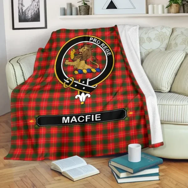 MacFie (of Dreghorn) Crest Tartan Blanket, 3 Sizes - Image 2