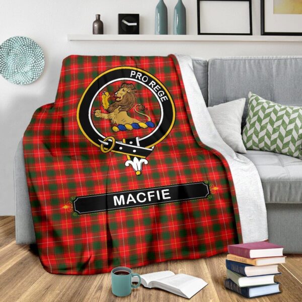 MacFie (of Dreghorn) Crest Tartan Blanket, 3 Sizes - Image 4