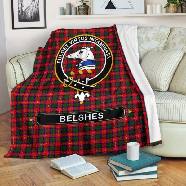 Belshes (or Belsches) Crest Tartan Blanket, 3 Sizes - Image 2