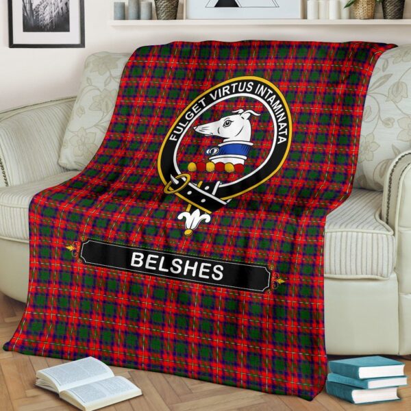 Belshes (or Belsches) Crest Tartan Blanket, 3 Sizes - Image 3