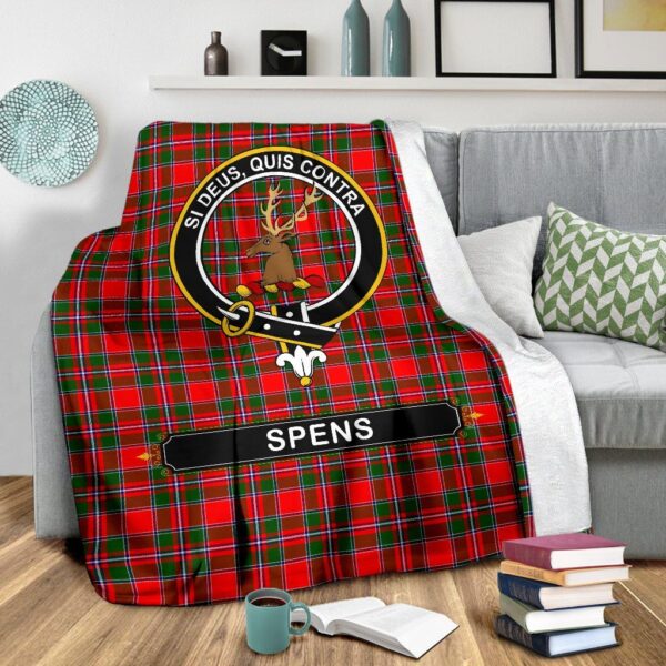 Spens (or Spence) Crest Tartan Blanket, 3 Sizes - Image 4