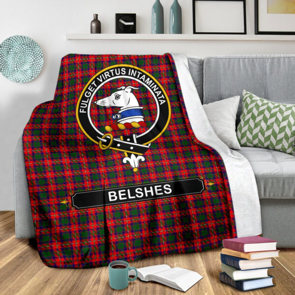 Belshes (or Belsches) Crest Tartan Blanket, 3 Sizes - Image 4