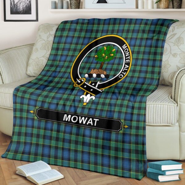 Mowat (of Inglistoun) Crest Tartan Blanket, 3 Sizes - Image 3