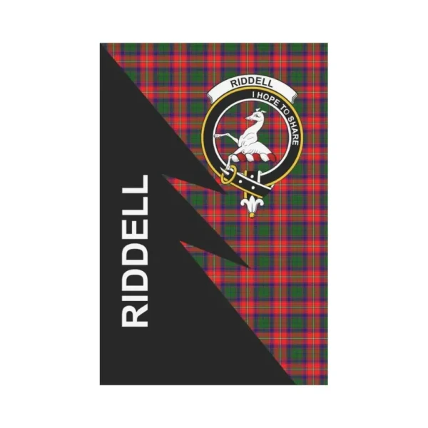 Tartanclans Garden Flag, Clan Riddell Plaid & Crest Tartan Flag, Flash Style