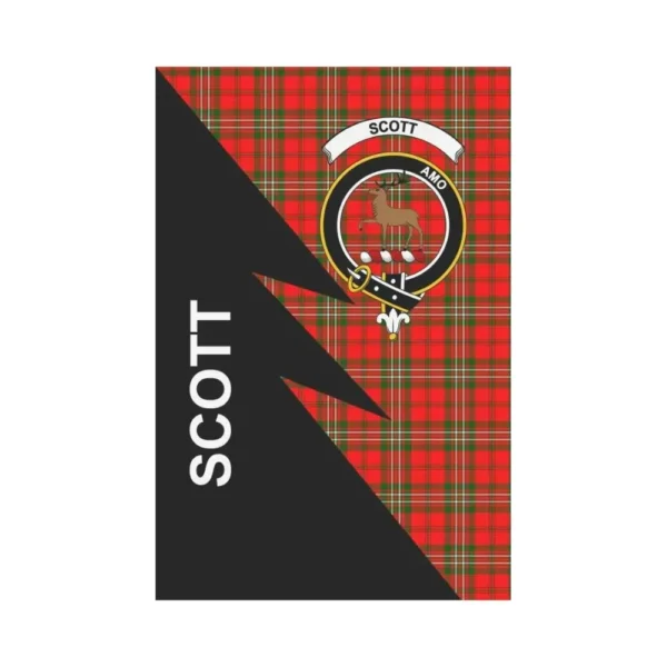 Tartanclans Garden Flag, Clan Scott Plaid & Crest Tartan Flag, Flash Style