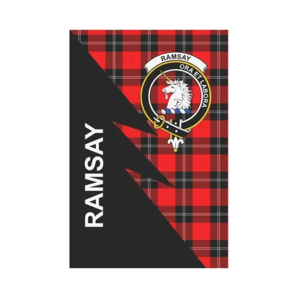 Tartanclans Garden Flag, Clan Ramsay Plaid & Crest Tartan Flag, Flash Style