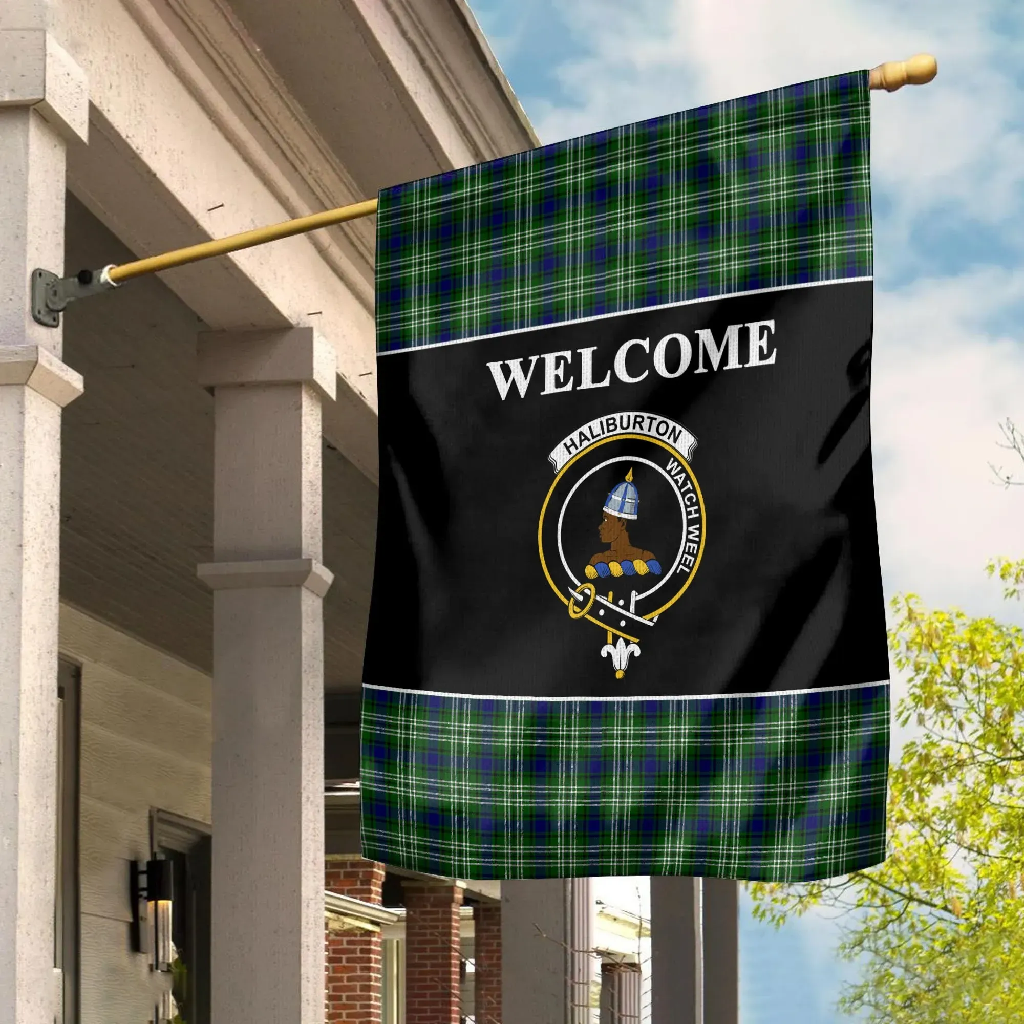 Tartanclans Haliburton Flag Welcome Tartan Day Garden Flag