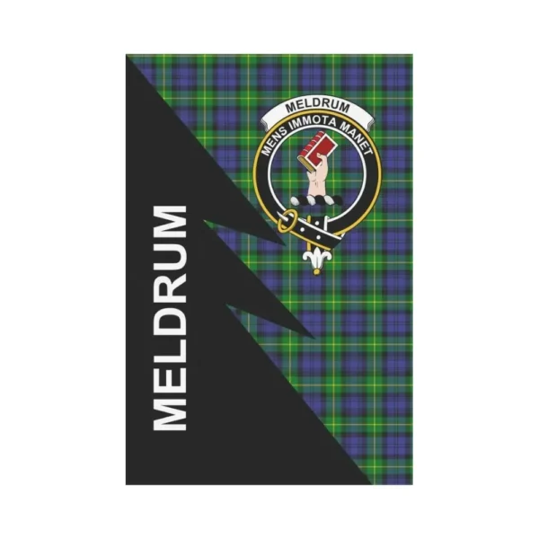 Tartanclans Garden Flag, Clan Meldrum Plaid & Crest Tartan Flag, Flash Style