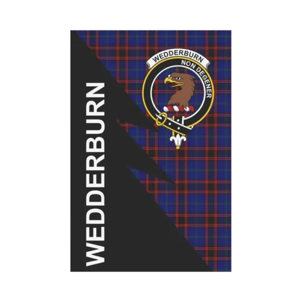 Tartanclans Garden Flag, Clan Wedderburn Plaid & Crest Tartan Flag, Flash Style