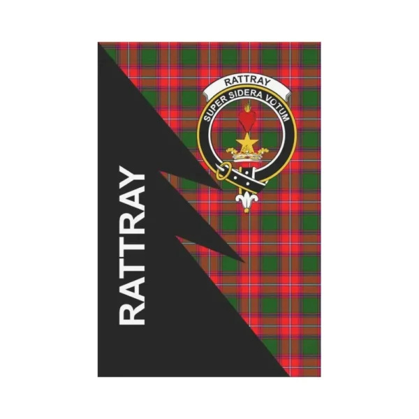 Tartanclans Garden Flag, Clan Rattray Plaid & Crest Tartan Flag, Flash Style