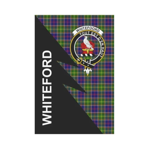 Tartanclans Garden Flag, Clan Whiteford Plaid & Crest Tartan Flag, Flash Style