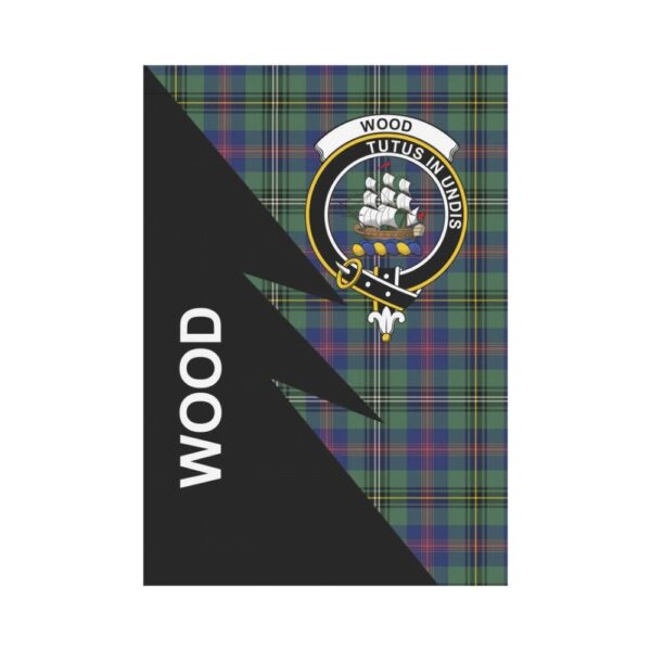 Tartanclans Garden Flag, Clan Wood  Plaid & Crest Tartan Flag, Flash Style - Image 2