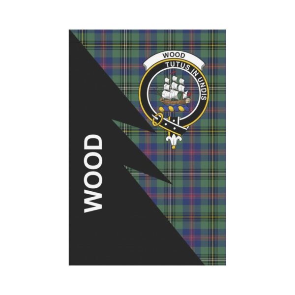 Tartanclans Garden Flag, Clan Wood  Plaid & Crest Tartan Flag, Flash Style