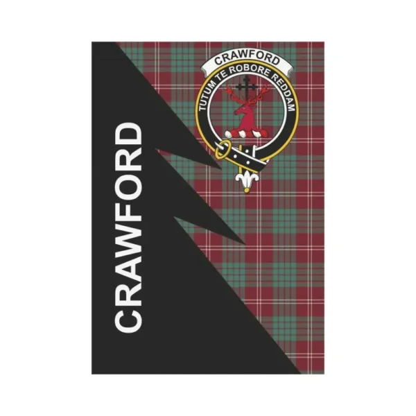 Tartanclans Garden Flag, Clan Crawford Plaid & Crest Tartan Flag, Flash Style