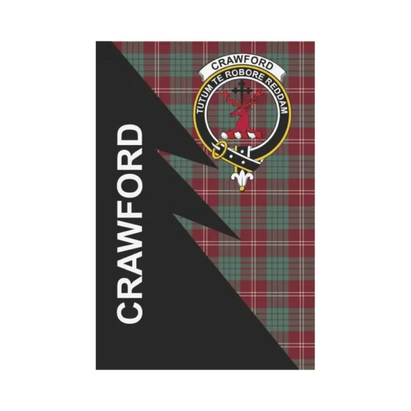 Tartanclans Garden Flag, Clan Crawford Plaid & Crest Tartan Flag, Flash Style - Image 2