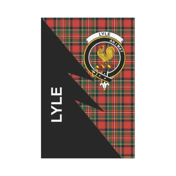 Tartanclans Garden Flag, Clan Lyle Plaid & Crest Tartan Flag, Flash Style