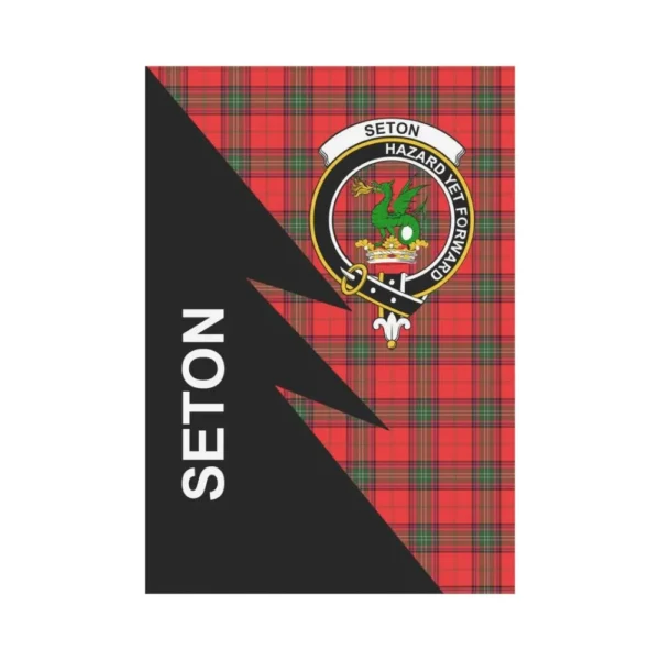 Tartanclans Garden Flag, Clan Seton Plaid & Crest Tartan Flag, Flash Style - Image 2