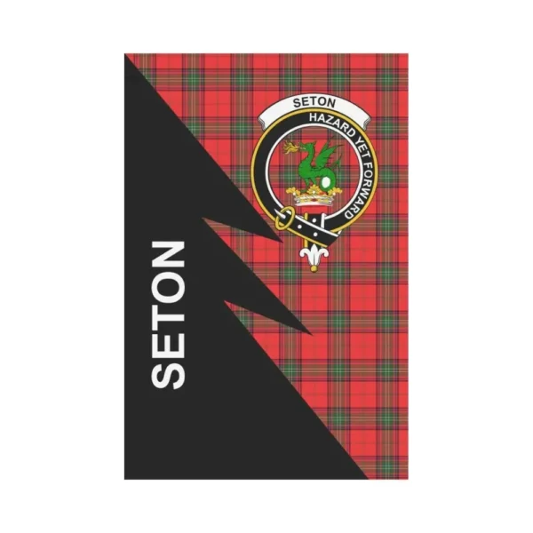 Tartanclans Garden Flag, Clan Seton Plaid & Crest Tartan Flag, Flash Style