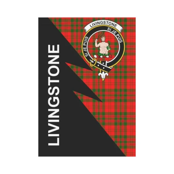 Tartanclans Garden Flag, Clan Livingstone Plaid & Crest Tartan Flag, Flash Style