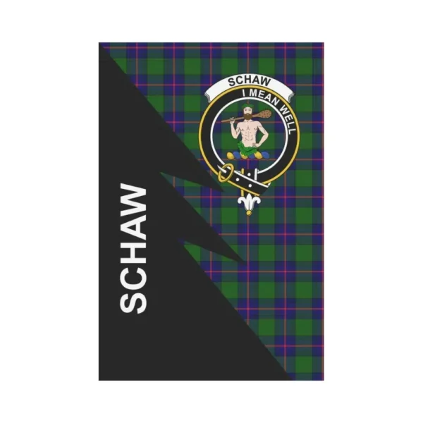 Tartanclans Garden Flag, Clan Schaw (of Sauchie) Plaid & Crest Tartan Flag, Flash Style