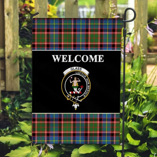 Tartanclans Glass Flag, Welcome Tartan Day Garden Flag