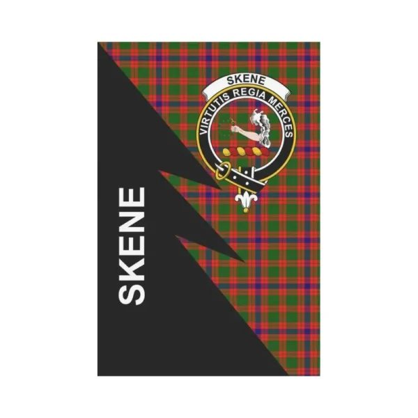 Tartanclans Garden Flag, Clan Skene Plaid & Crest Tartan Flag, Flash Style