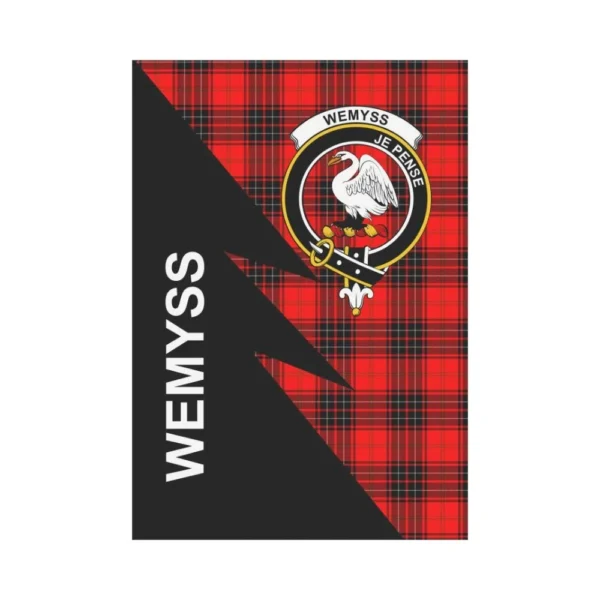 Tartanclans Garden Flag, Clan Wemyss Plaid & Crest Tartan Flag, Flash Style - Image 2