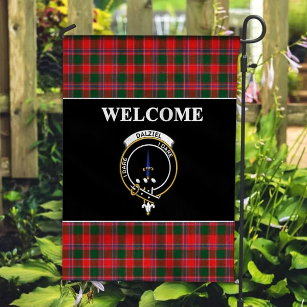 Tartanclans Dalziel Flag, Welcome Tartan Day Garden Flag