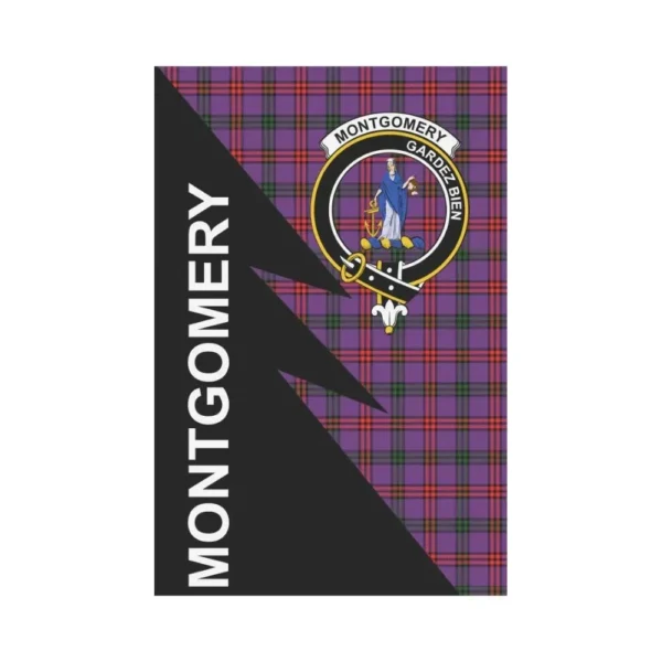 Tartanclans Garden Flag, Clan Montgomery Plaid & Crest Tartan Flag, Flash Style