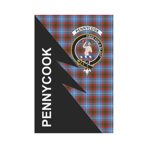 Tartanclans Garden Flag, Clan Pennycook Plaid & Crest Tartan Flag, Flash Style