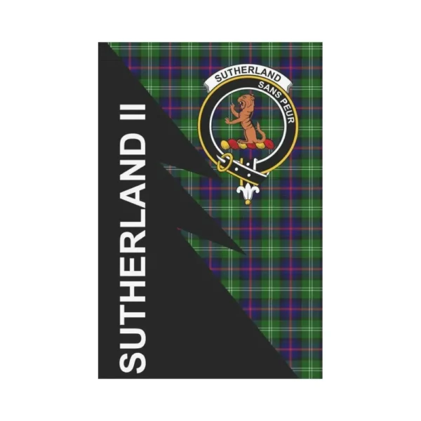 Tartanclans Garden Flag, Clan Sutherland II Plaid & Crest Tartan Flag, Flash Style